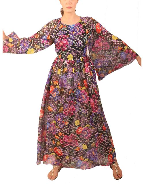Vestito elegante in seta lamè a fiori Laboratorio Capri | MOONSTONENERO